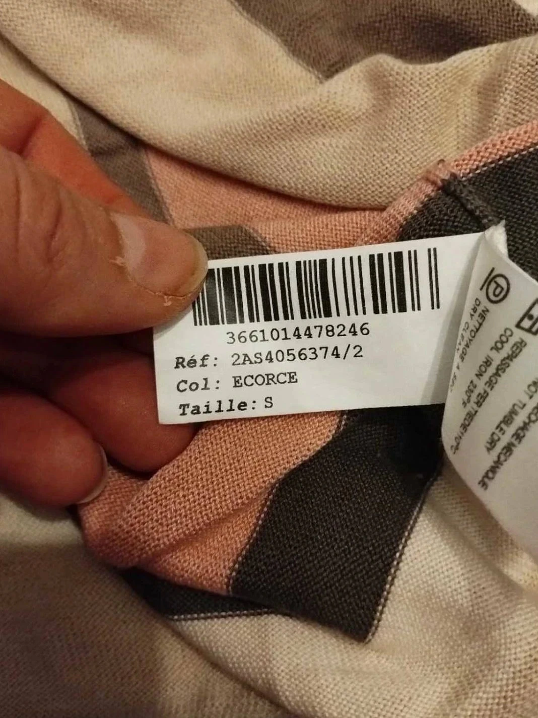 t-shirt listrado creme/marrom/rosa, Seda/algodão, Rodier, T36 – photo 8